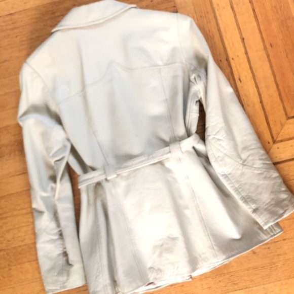 VINTAGE TIE WAIST LEATHER JACKET - Picture 4 of 6